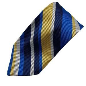 Vtg Sears The Mens Store Tie Necktie Wide Polyester Blue Yellow Gray Stripes 70s